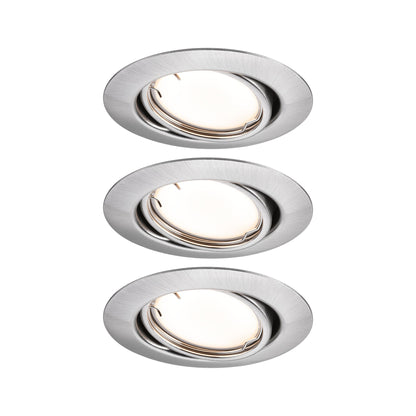 Paulmann LED Einbauleuchte Base Basisset schwenkbar Smart Home Zigbee Coin  rund 90mm 20°  3x4,9W 3x430lm 230V dimmbar 3000K Eisen gebürstet