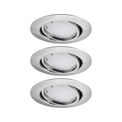 Paulmann LED Einbauleuchte Base Basisset schwenkbar Smart Home Zigbee Coin  rund 90mm 20°  3x4,9W 3x430lm 230V dimmbar 3000K Eisen gebürstet