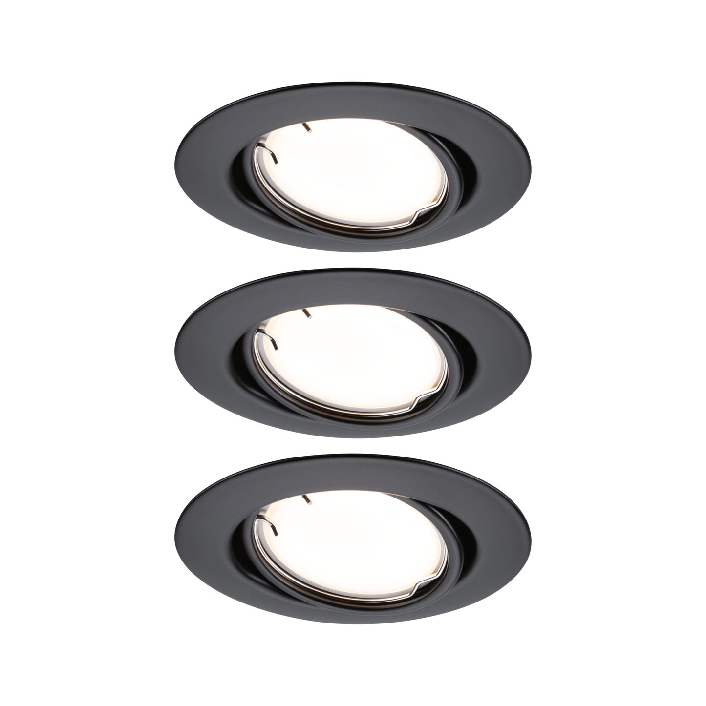 Paulmann LED Einbauleuchte Base Basisset schwenkbar Smart Home Zigbee Coin  rund 90mm 20°  3x4,9W 3x430lm 230V dimmbar 3000K Schwarz matt