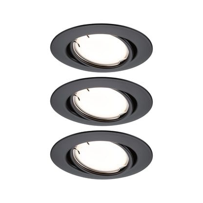 Paulmann LED Einbauleuchte Base Basisset schwenkbar Smart Home Zigbee Coin  rund 90mm 20°  3x4,9W 3x430lm 230V dimmbar 3000K Schwarz matt