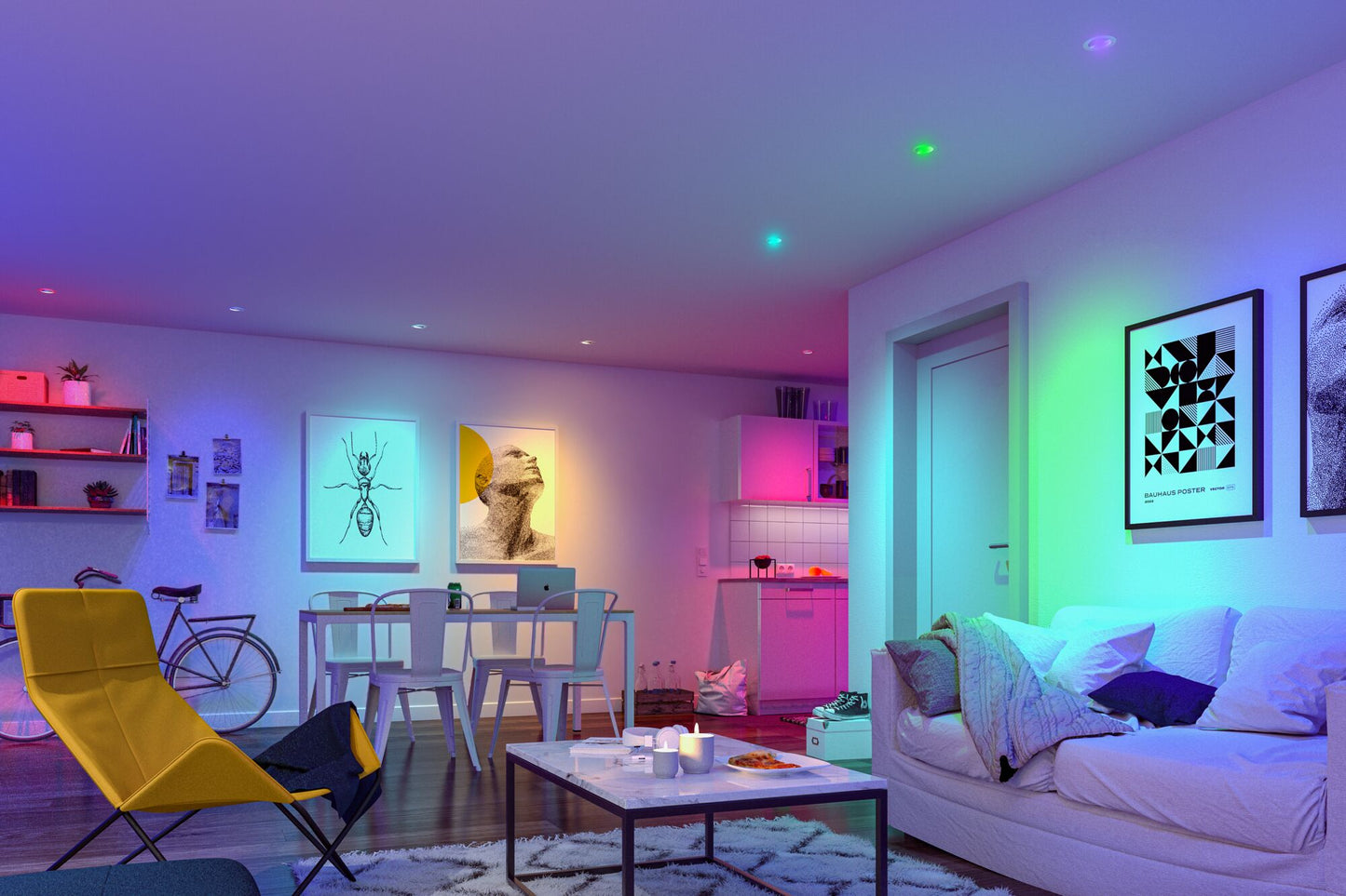 Paulmann LED Einbauleuchte Base Basisset schwenkbar Smart Home Zigbee Coin  rund 90mm 20°  3x4,9W 3x420lm 230V dimmbar RGBW+ Weiß