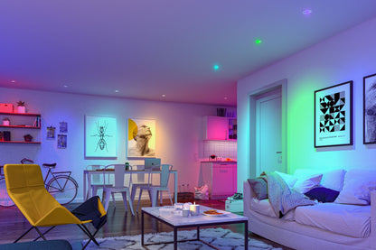 Paulmann LED Einbauleuchte Base Basisset schwenkbar Smart Home Zigbee Coin  rund 90mm 20°  3x4,9W 3x420lm 230V dimmbar RGBW+ Weiß