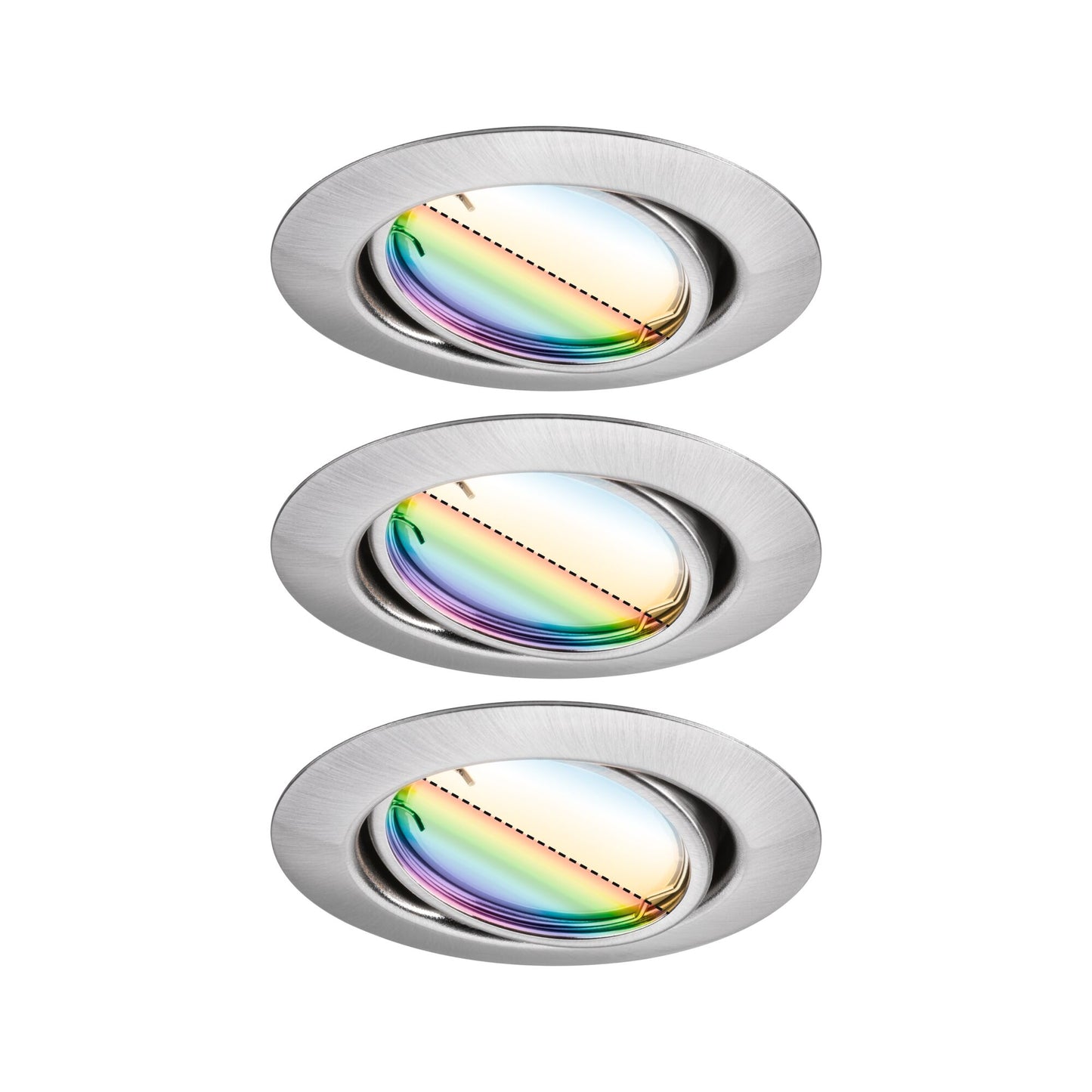Paulmann LED Einbauleuchte Base Basisset schwenkbar Smart Home Zigbee Coin  rund 90mm 20°  3x4,9W 3x420lm 230V dimmbar RGBW+ Eisen gebürstet