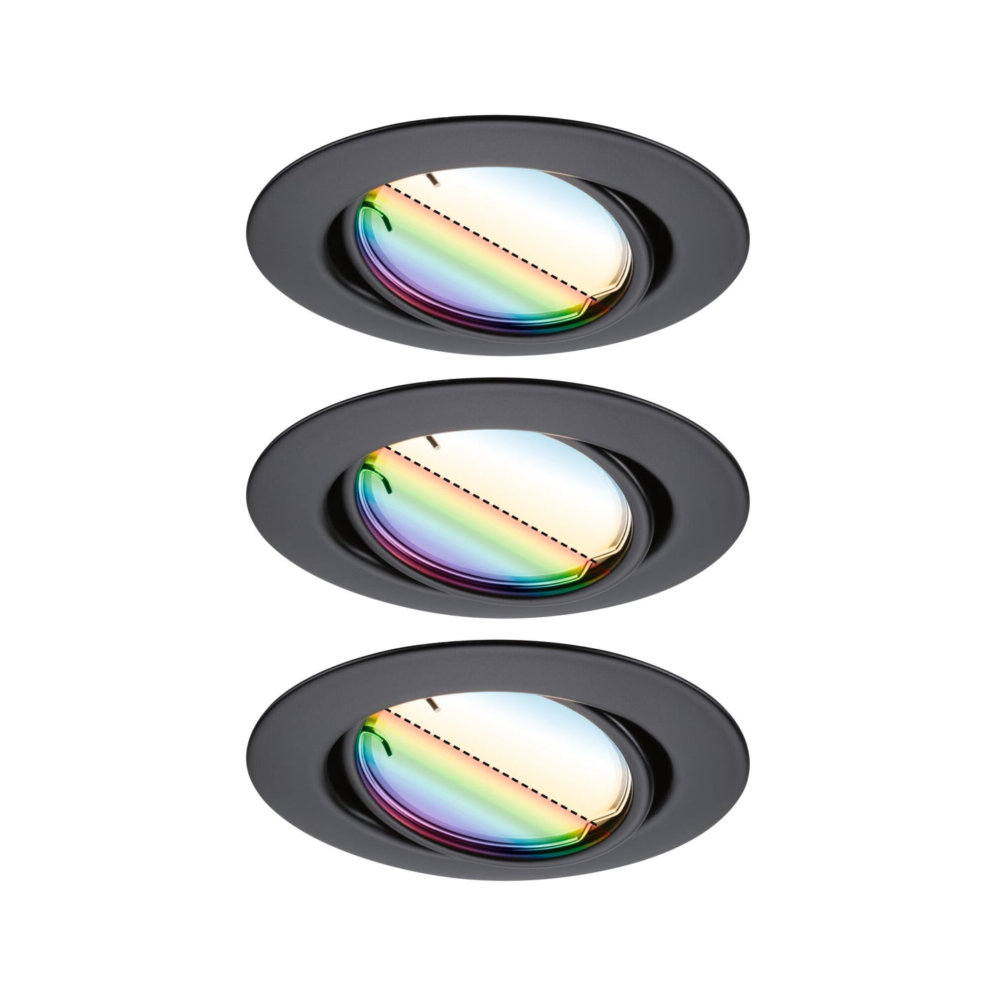 Paulmann LED Einbauleuchte Base Basisset schwenkbar Smart Home Zigbee Coin  rund 90mm 20°  3x4,9W 3x420lm 230V dimmbar RGBW+ Schwarz matt