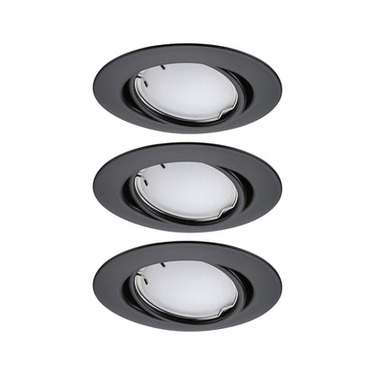 Paulmann LED Einbauleuchte Base Basisset schwenkbar Smart Home Zigbee Coin  rund 90mm 20°  3x4,9W 3x420lm 230V dimmbar RGBW+ Schwarz matt