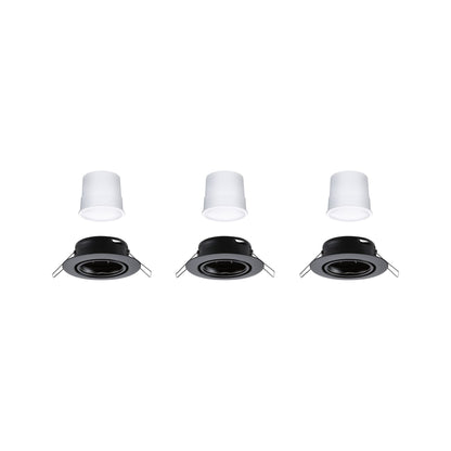 Paulmann LED Einbauleuchte Base Basisset schwenkbar Smart Home Zigbee Coin  rund 90mm 20°  3x4,9W 3x420lm 230V dimmbar RGBW+ Schwarz matt