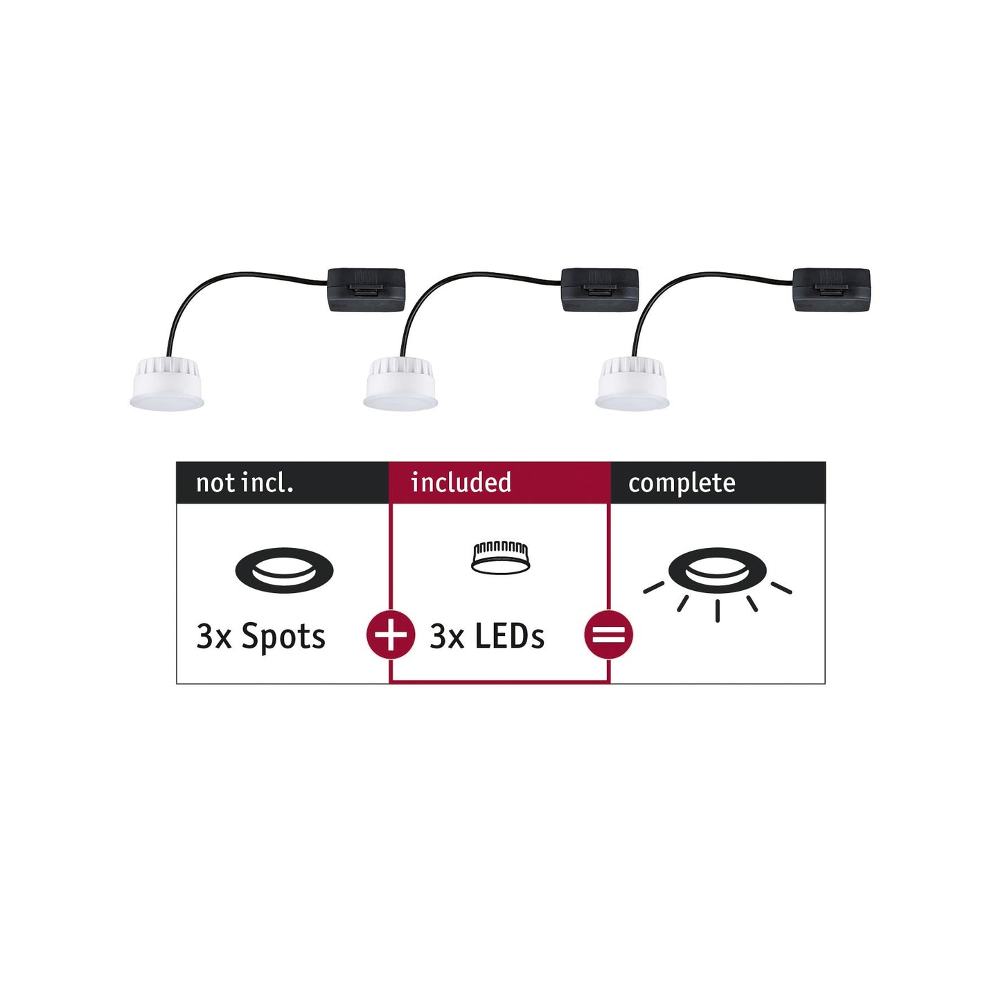 Paulmann EBL Choose 3er Coin Set Non-Dim LED 3x6,5W 460lm 2700K 51mm Kunststoff