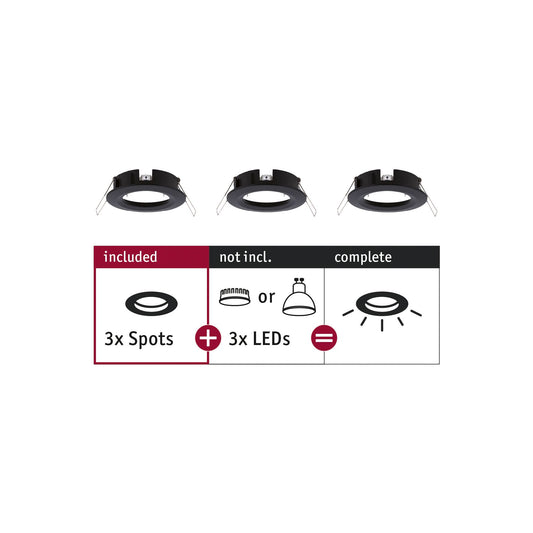 Paulmann EBL Choose 3er Spot starr max 3x10W 230V 51mm Schwarz matt Alu