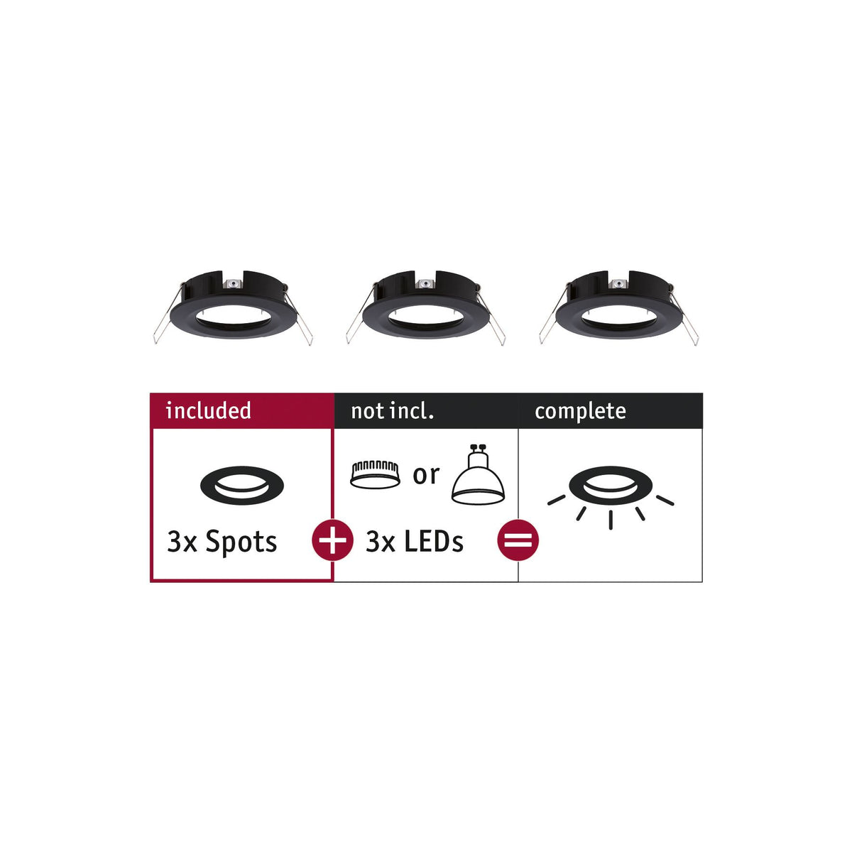 Paulmann EBL Choose 3er Spot starr max 3x10W 230V 51mm Schwarz matt Alu
