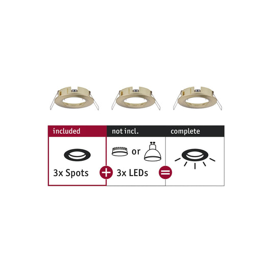 Paulmann EBL Choose 3er Spot starr max 3x10W 230V 51mm Messing geb Alu