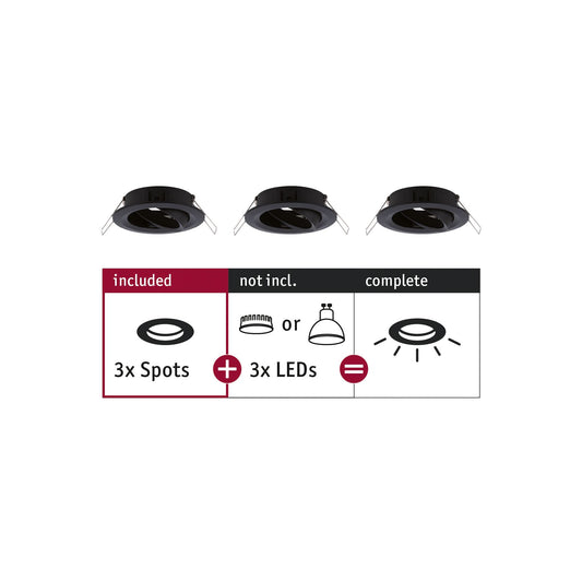 Paulmann EBL Choose 3er Spot schwenkbar max 3x10W 230V 51mm Schwarz matt Alu
