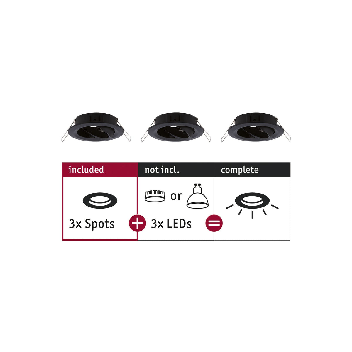 Paulmann EBL Choose 3er Spot schwenkbar max 3x10W 230V 51mm Schwarz matt Alu