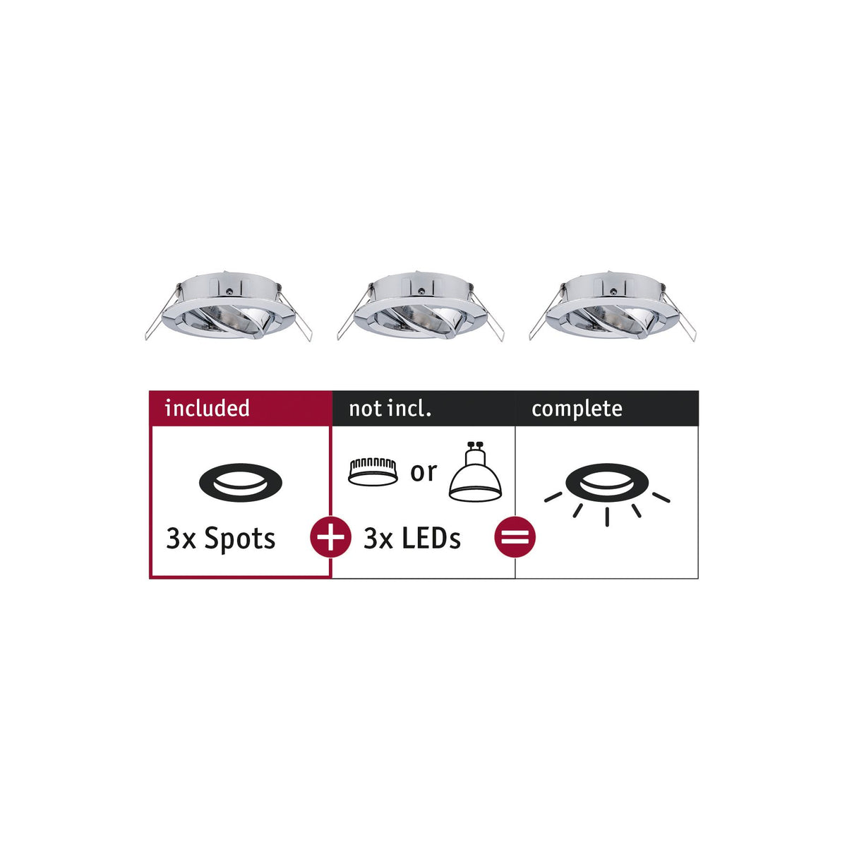 Paulmann EBL Choose 3er Spot schwenkbar max 3x10W 230V 51mm Chrom Alu