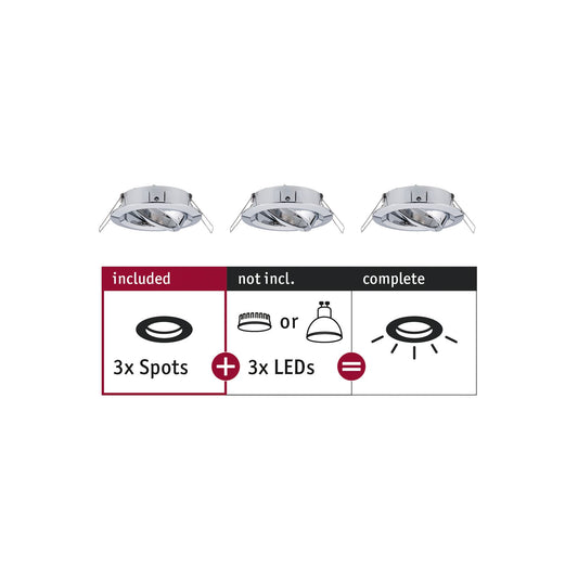 Paulmann EBL Choose 3er Spot schwenkbar max 3x10W 230V 51mm Chrom Alu