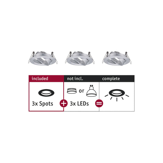 Paulmann EBL Choose 3er Spot schwenkbar max 3x10W 230V 51mm Alu gedr Alu