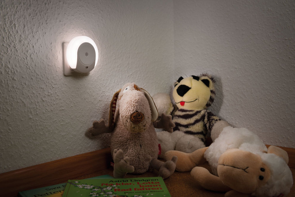 Paulmann Stecker Nachtlicht Horby rund Weiß mit Dämmerungs- und Geräuschsensor