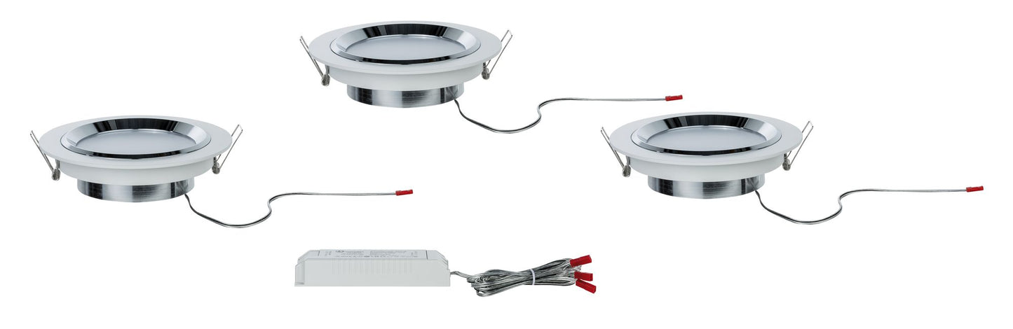 Paulmann Premium EBL Set Dot rund LED 3x8W 36VA 230V/700mA 150mm Weiß/Chrom Alu