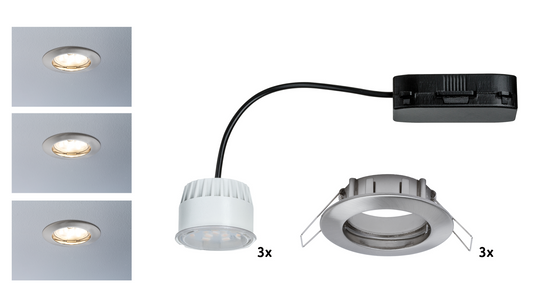 Paulmann Premium EBL Set Coin rund starr LED 3x6,8W 2700K 230V 51mm Eisen g/Alu Zink