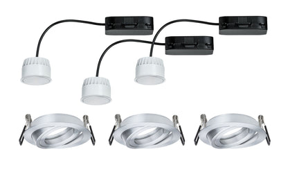 Paulmann Premium EBL Set Coin sat rund schwb LED 3x6,8W 2700K 230V 51mm Alu ged./Alu Zink