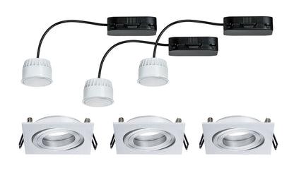 Paulmann Prem EBL Set Coin sat eckig schw. LED 3x6,8W 2700K 230V 51mm Alu geb./Alu Zink