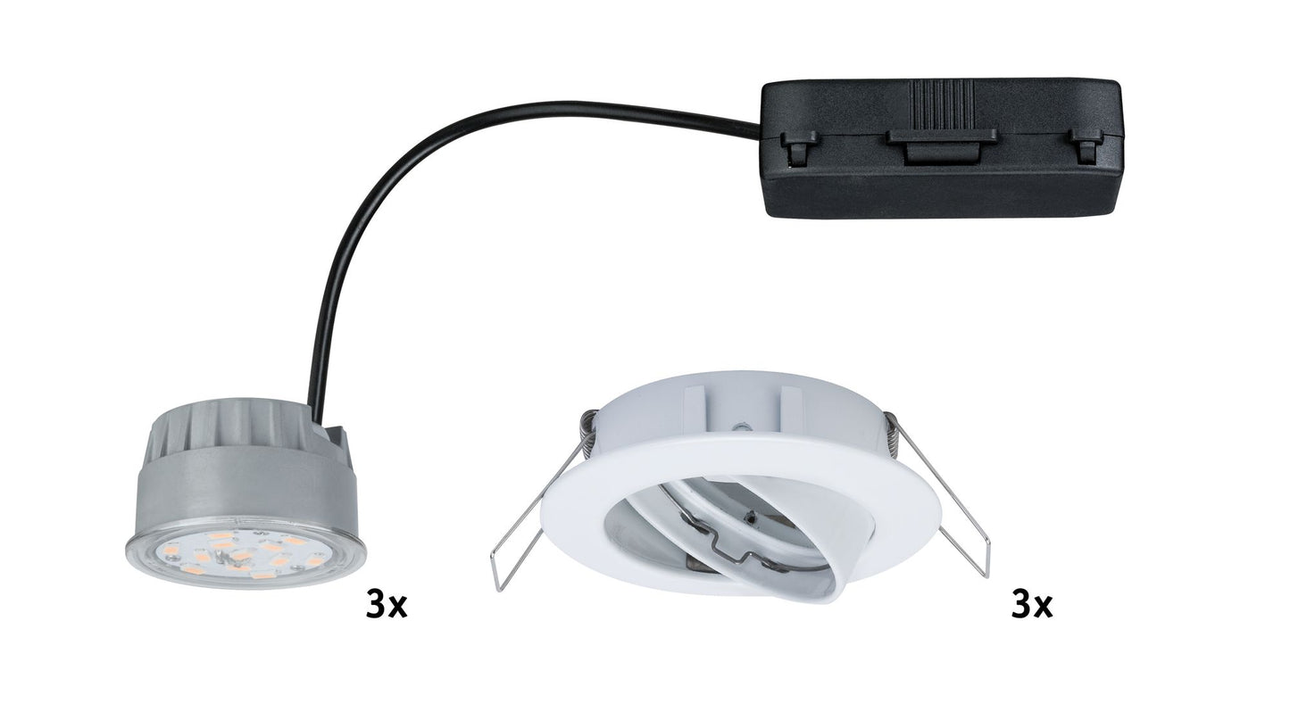 Paulmann Premium EBL Set Coin dim klr rd schw LED 3x7W 2700K 230V 51mm Ws matt/Alu Zink