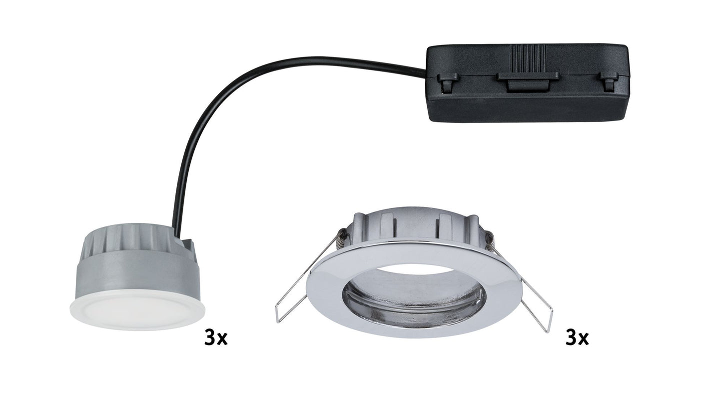 Paulmann Premium EBL Set Coin dim sat rund st LED 3x7W 2700K 230V 51mm Chrom/Alu Zink