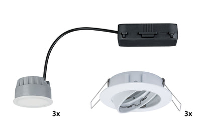 Paulmann Premium EBL Set Coin dim sat rd schw LED 3x7W 2700K 230V 51mm Ws matt/Alu Zink