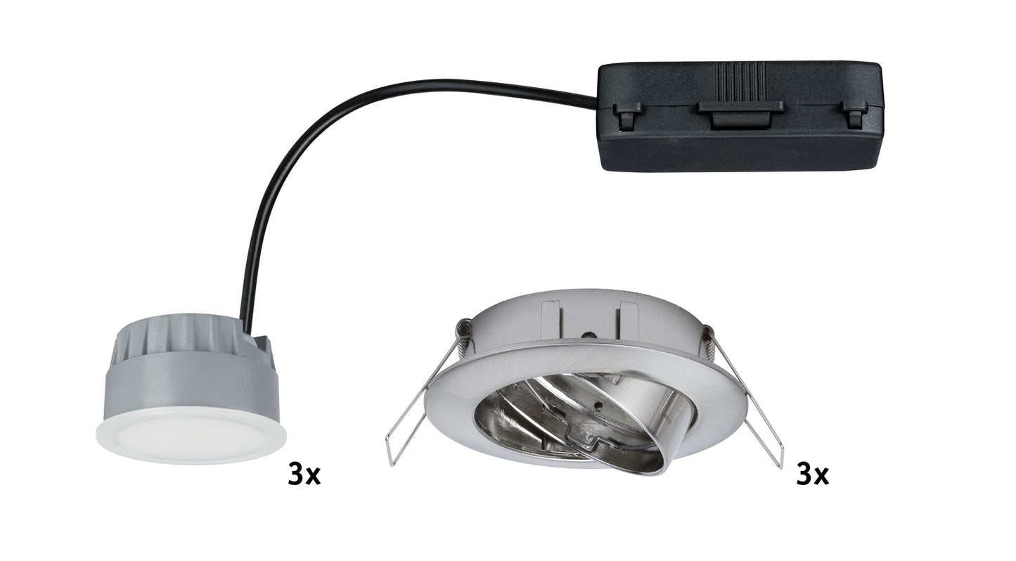 Paulmann Premium EBL Set Coin dim sat rd schw LED 3x7W 2700K 230V 51mm Eisen g/Alu Zink