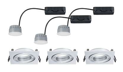 Paulmann Premium EBLSet Coin dim sat eck schw LED 3x7W 2700K 230V 51mm Alu geb/Alu Zink