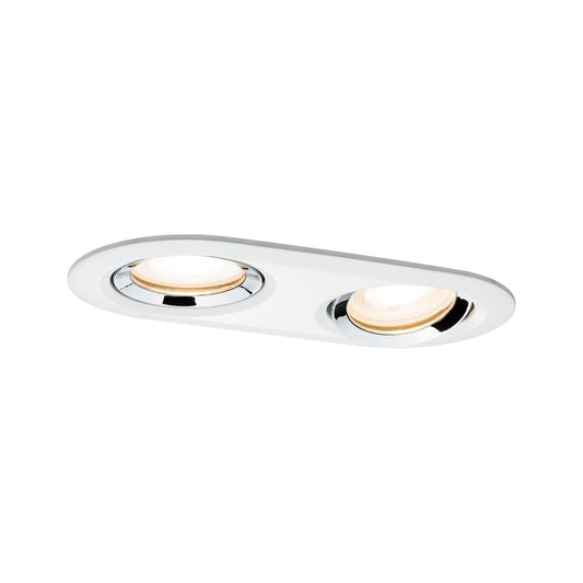 Paulmann EBL Set Nova Plus IP65 schwb oval LED 1x 2x7W 230V GU10 51mm Ws m-Chrom/Alu Zi