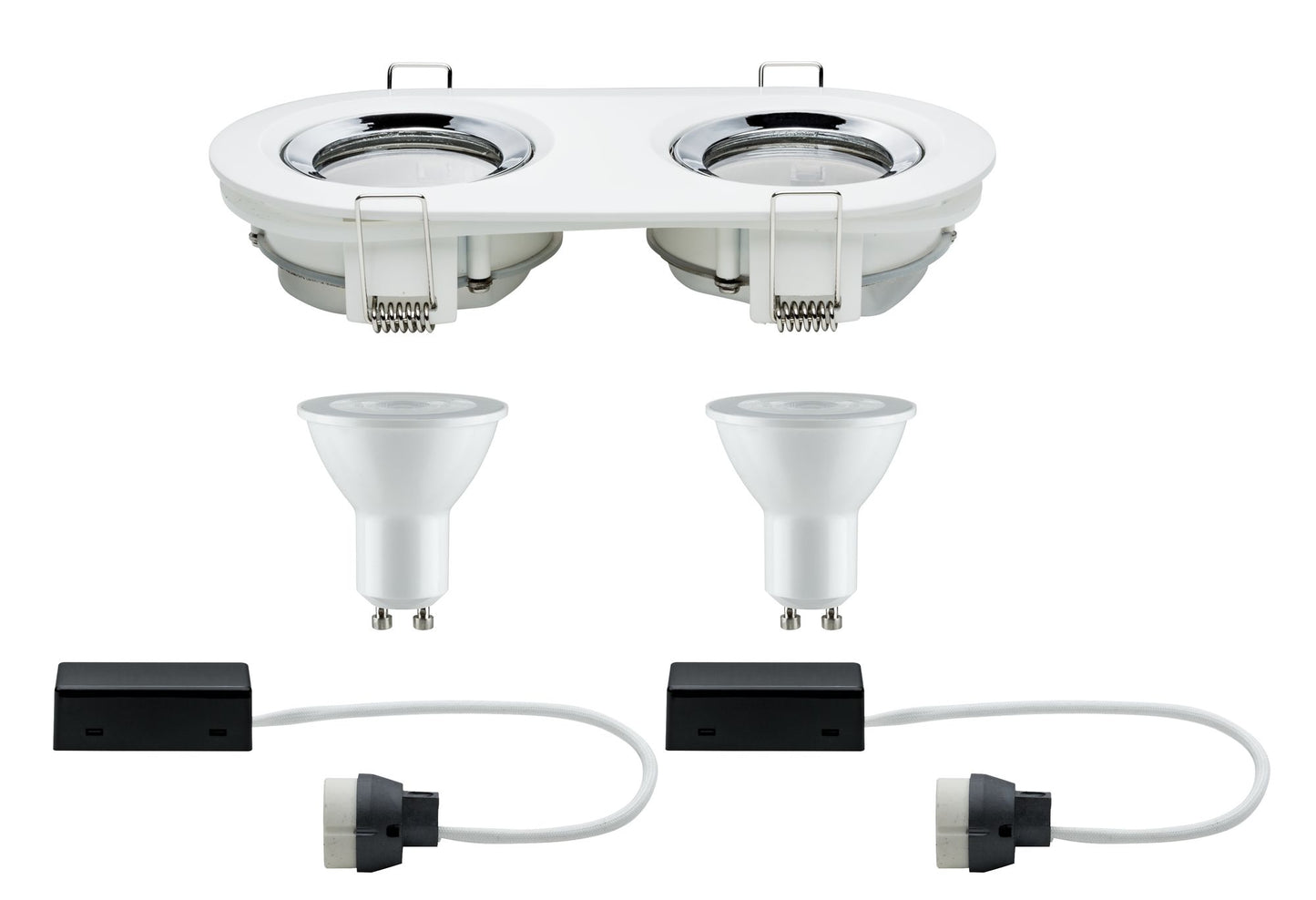 Paulmann EBL Set Nova Plus IP65 schwb oval LED 1x 2x7W 230V GU10 51mm Ws m-Chrom/Alu Zi