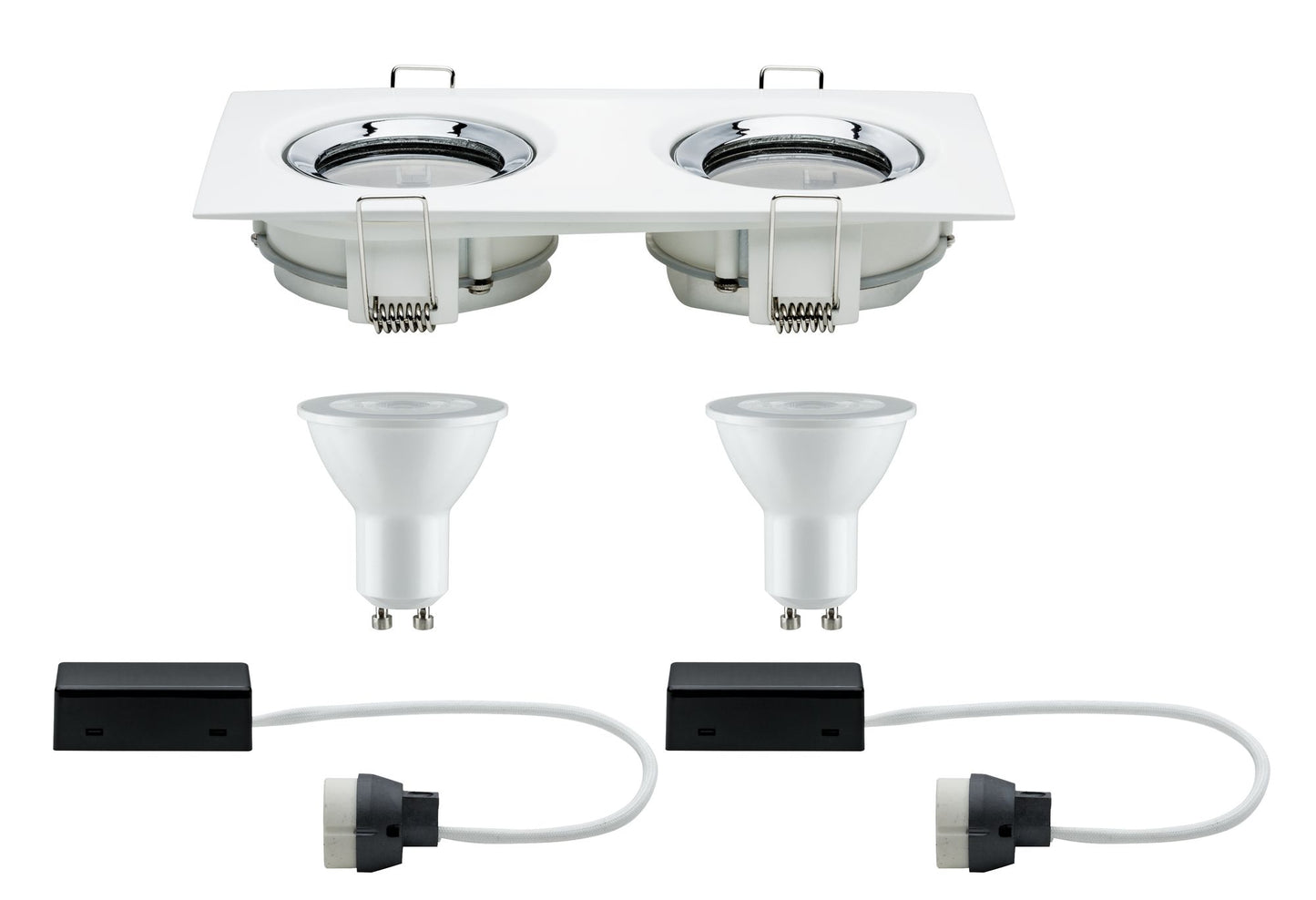 Paulmann EBL Set Nova Plus IP65 schwb re-eck LED 1x2x7W 230V GU10 51mm Ws m-Chrom/Alu Zi