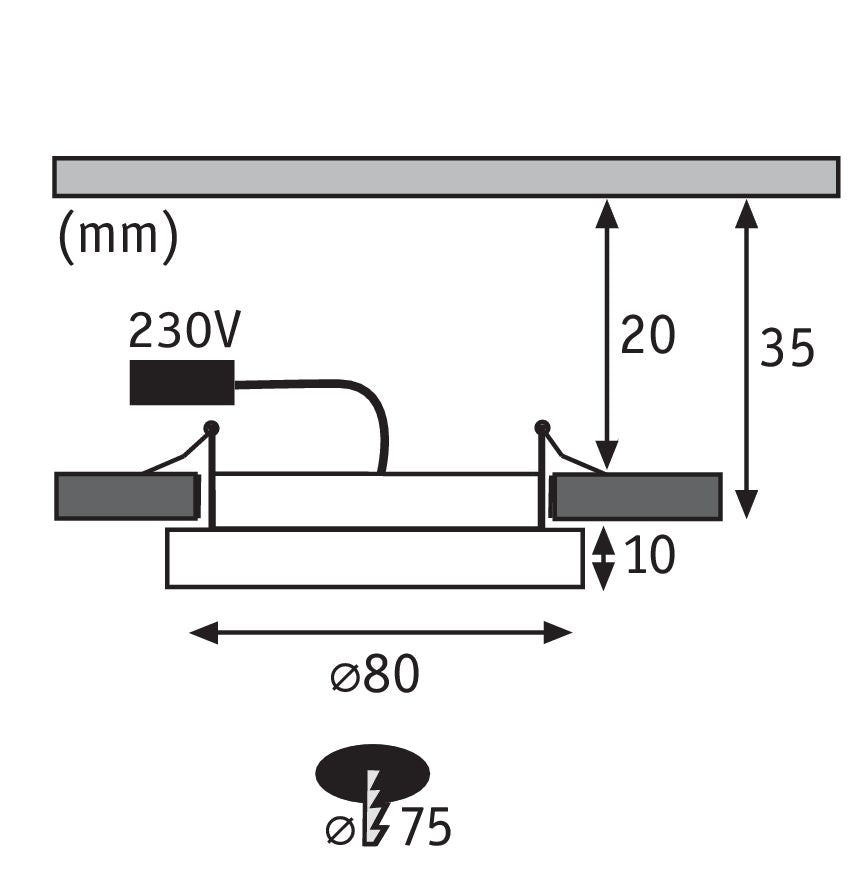 Paulmann EBL Set Panel Areo rund IP23 LED 1x5W 3000K 230V 80mm Nickel matt/Kunststoff