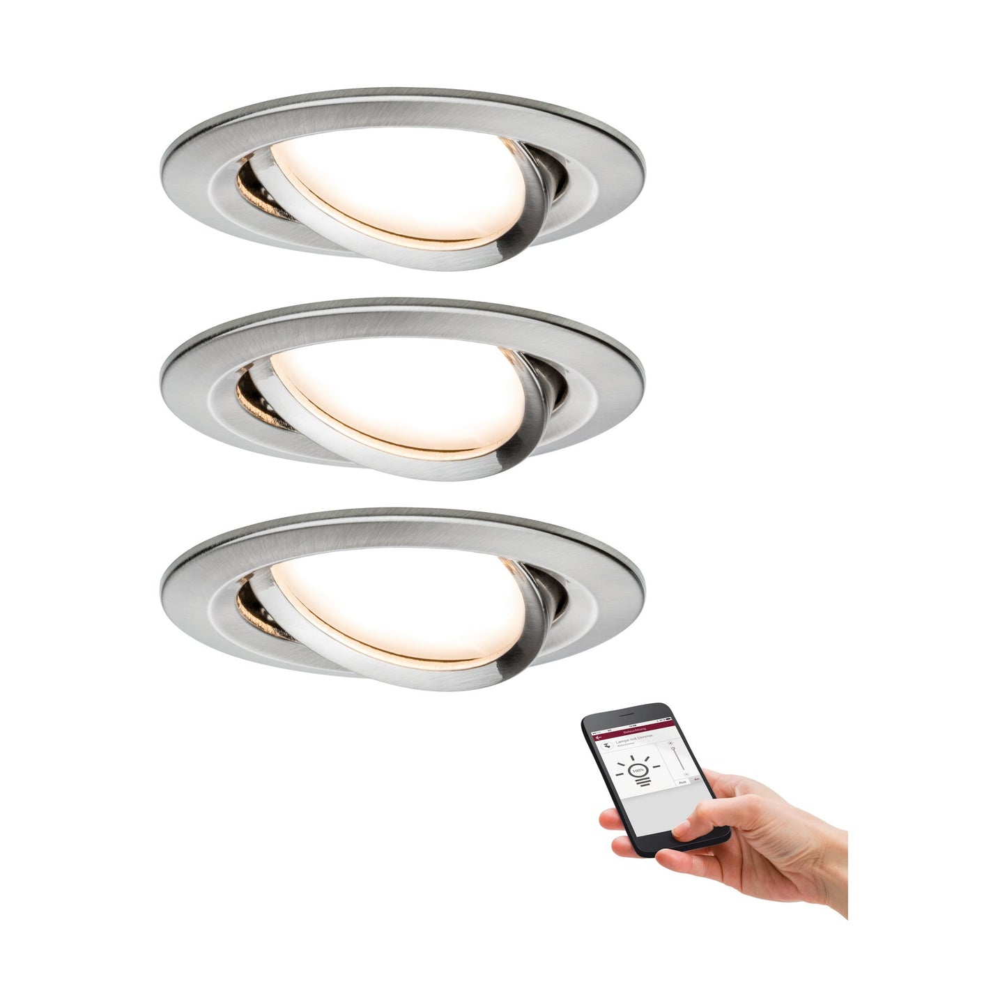 Paulmann Smart Home Zigbee LED Einbauleuchten-Set Nova Plus 3x6W Eisen gebürstet