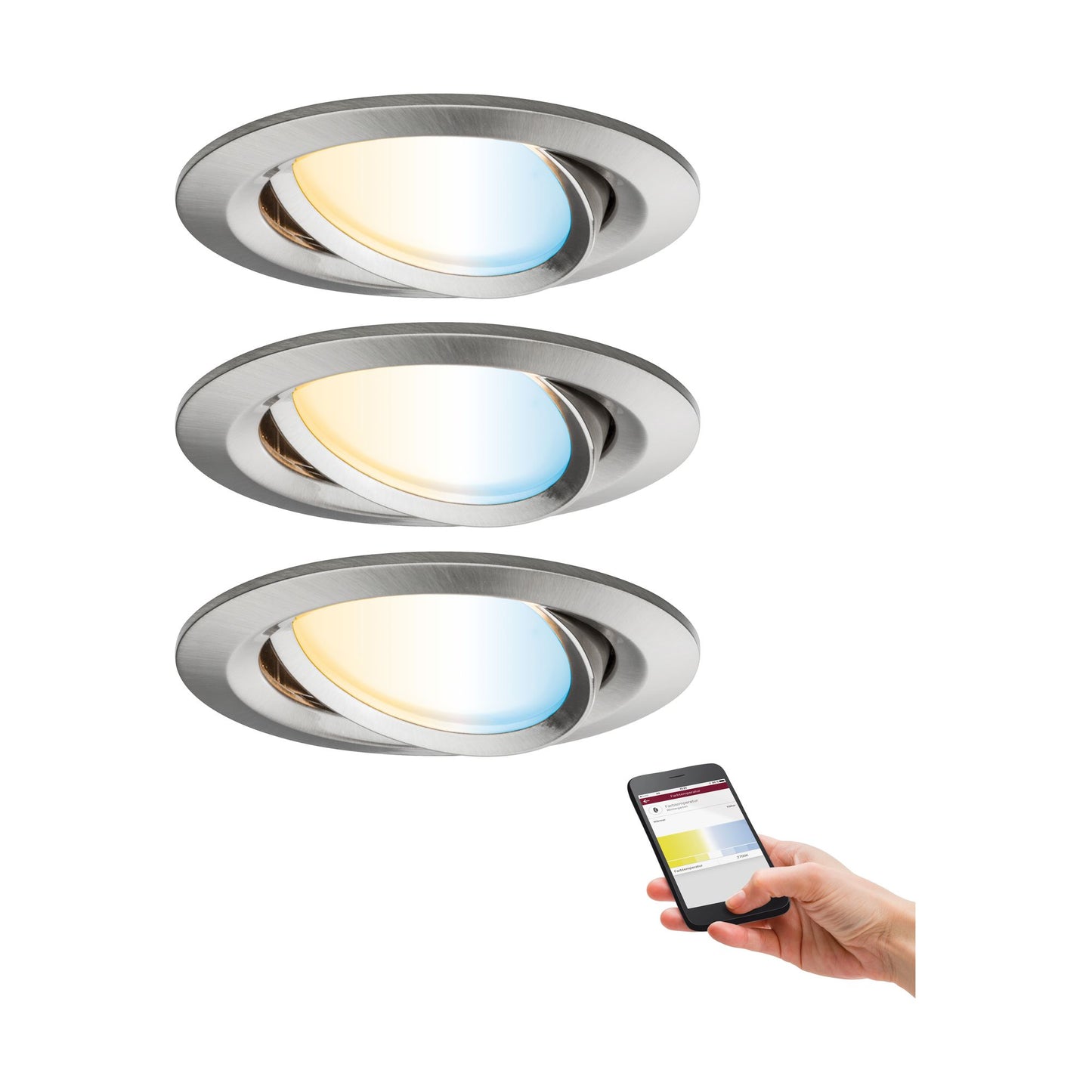 Paulmann Smart Home Zigbee LED Einbauleuchten-Set Nova Plus 3x6W Eisen gebürstet