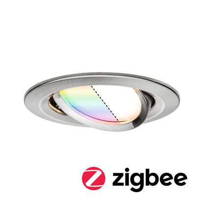 Paulmann Smart Home Zigbee LED Einbauleuchte Nova Plus 1x5,2W RGBW Eisen gebürstet