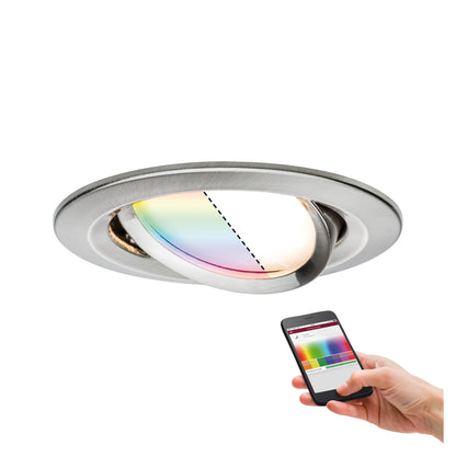 Paulmann Smart Home Zigbee LED Einbauleuchte Nova Plus 1x5,2W RGBW Eisen gebürstet