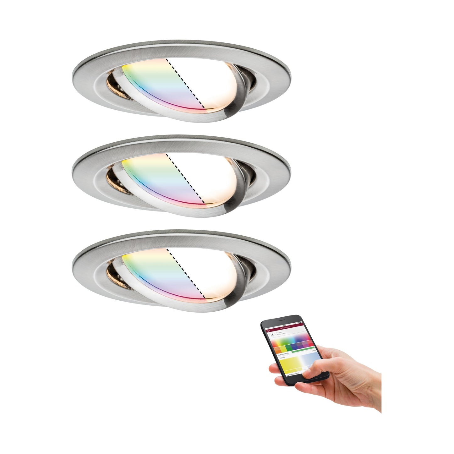 Paulmann Smart Home Zigbee LED Einbauleuchten-Set Nova Plus 3x5,2W Eisen gebürstet