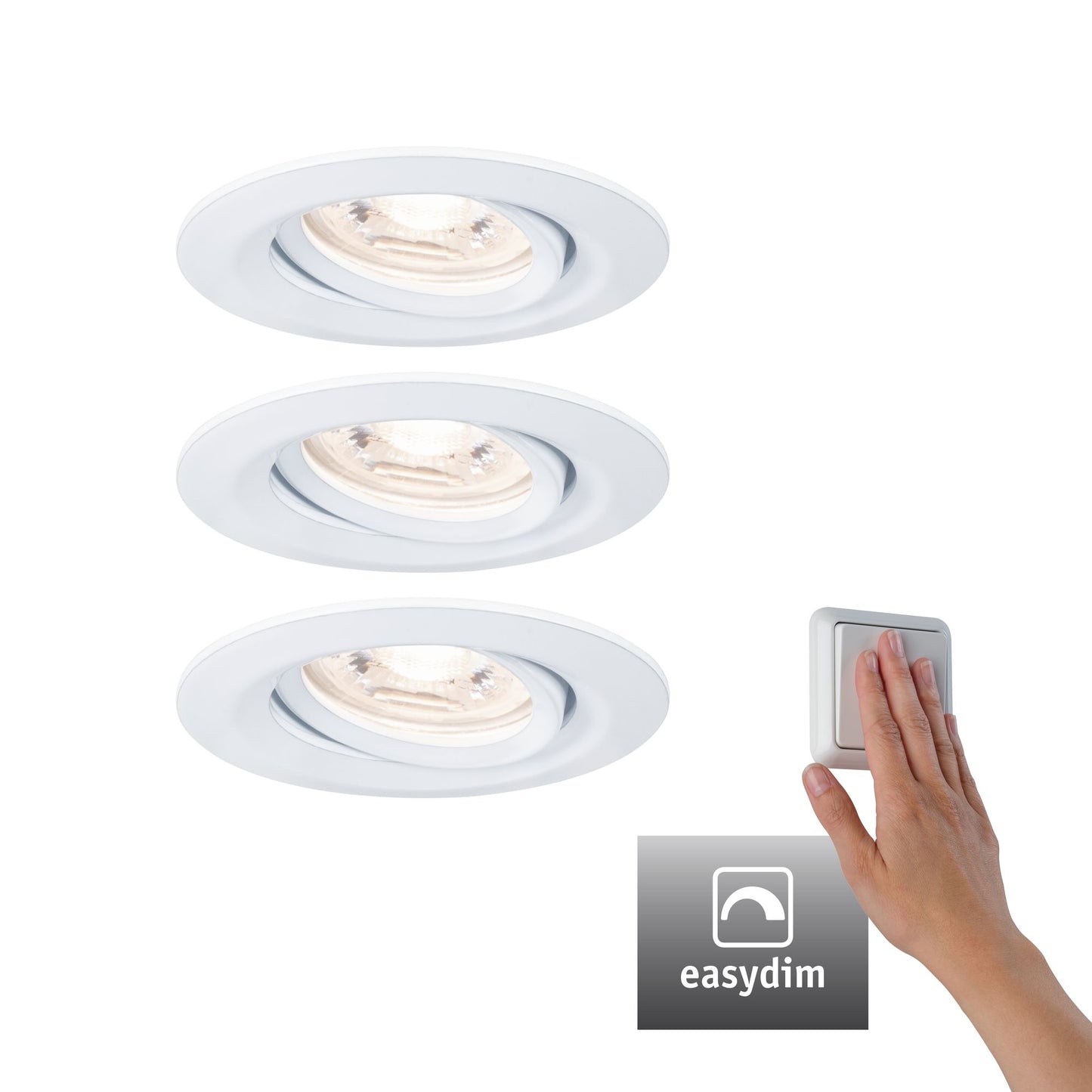 Paulmann EBL Set Nova mini Plus Coin EasyDim schwenkb 3x4,2W 2700K 230V Weiß matt/Alu