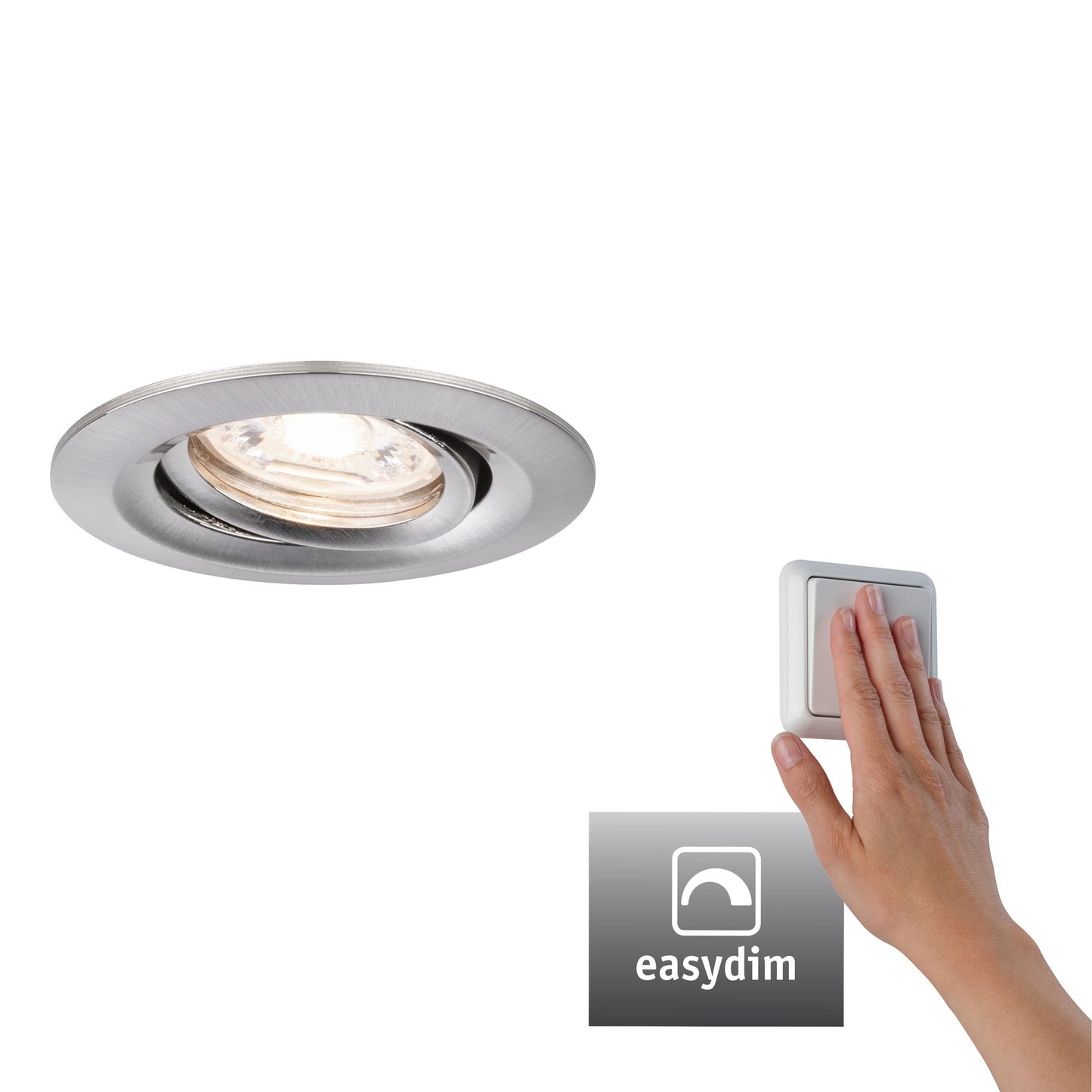 Paulmann EBL Set Nova mini Plus Coin EasyDim schwenkb 1x4,2W 2700K 230V Eisen geb/Alu
