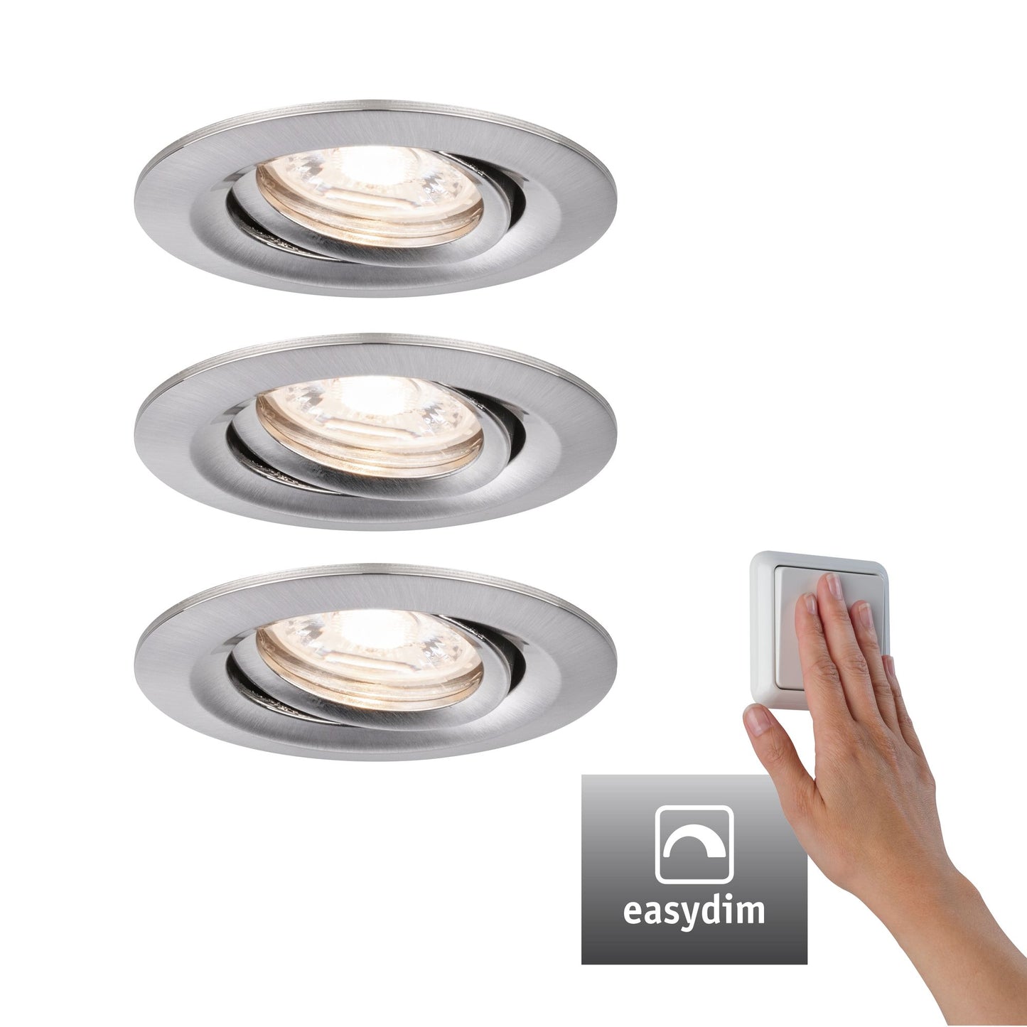Paulmann EBL Set Nova mini Plus Coin EasyDim schwenkb 3x4,2W 2700K 230V Eisen geb/Alu