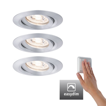 Paulmann EBL Set Nova mini Plus Coin EasyDim schwenkb 3x4,2W 2700K 230V Alu gedr/Alu