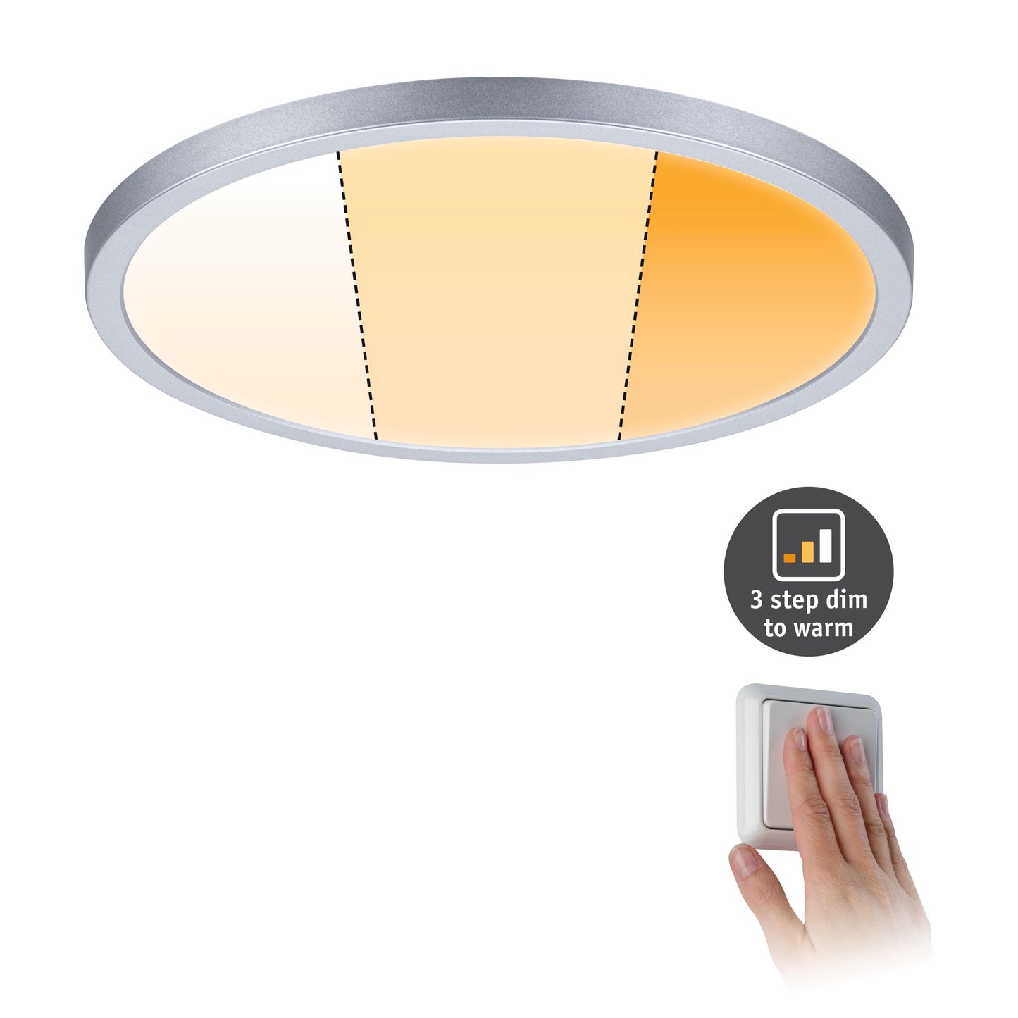 Paulmann EB Panel Areo VariFit IP44 20W 3 Step dim to warm 230mm Chrom matt Kst