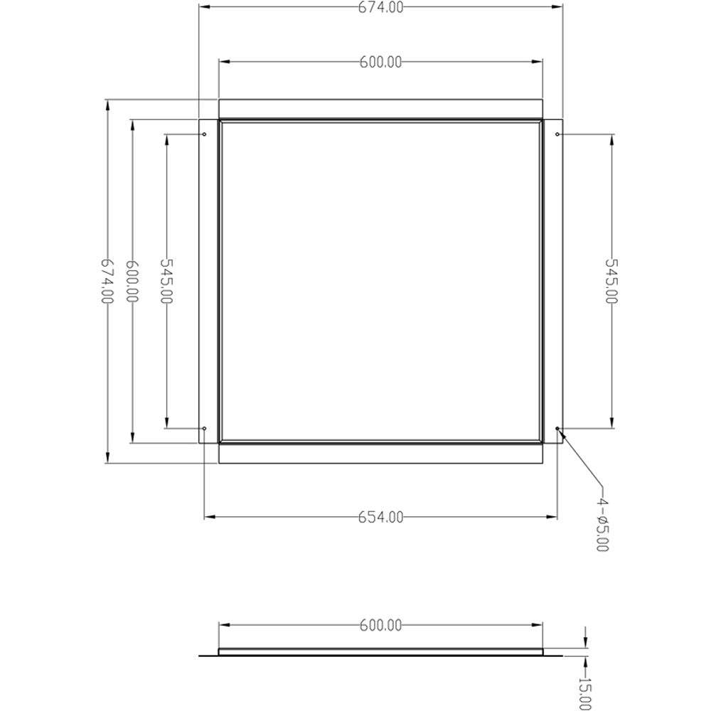 Deko-Light Einbaurahmen f. Gips 60x60 L: 674mm B: 674mm H: 15mm