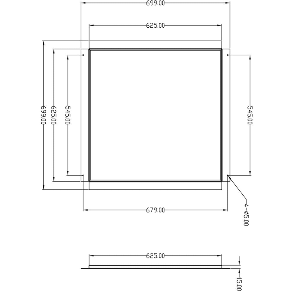 Deko-Light Einbaurahmen f. Gips 62x62 L: 699mm B: 699mm H: 15mm