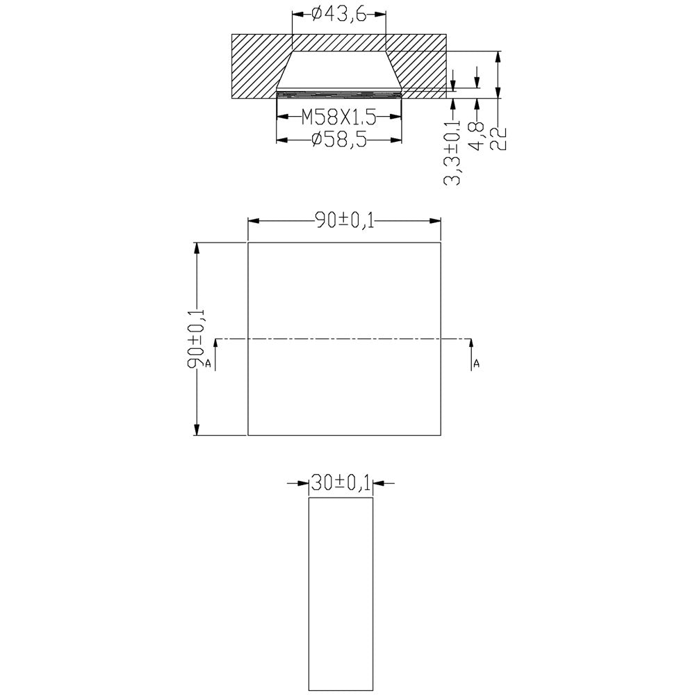 Deko-Light Acrylring quadratisch 90x90mm, COB 68, M58   klar / satiniert