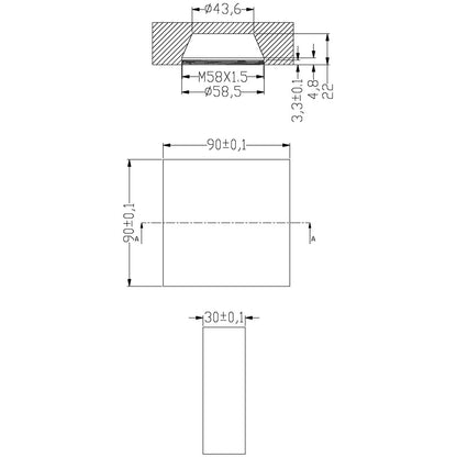 Deko-Light Acrylring quadratisch 90x90mm, COB 68, M58   klar / satiniert