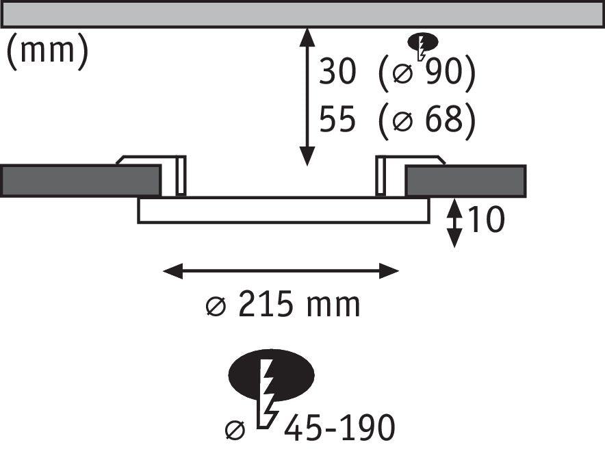 Paulmann EB Panel Veluna VariFit 3000K 3 Step dim IP44 21W 215mm Kst