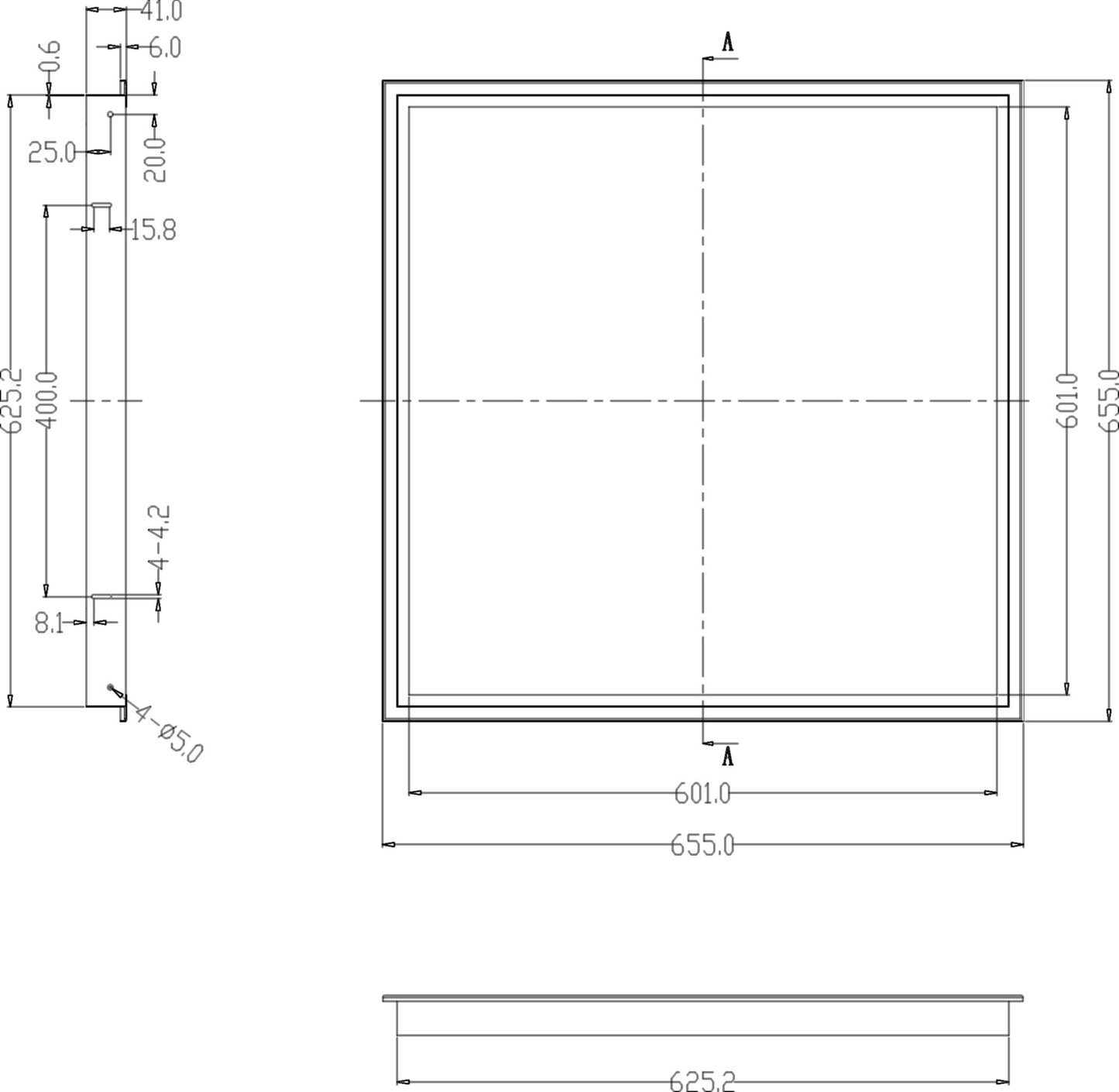 Deko-Light Einbaurahmen 625x625 für Standard Panels