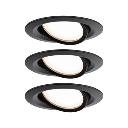 Paulmann LED Einbauleuchte Nova Plus Basisset schwenkbar Coin  rund 84mm 50° Coin 3x6W 3x470lm 230V dimmbar 2700K Schwarz matt
